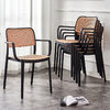 Rattan Restaurant Chair Plastic Stackable PP Plastic Dining Armchair